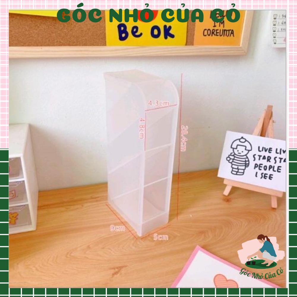 Hộp nhựa nhiều ngăn đựng bút, viết, mỹ phẩm cọ trang điểm cute cho học sinh thiết kế để bàn tiện dụng gocnhocuaco