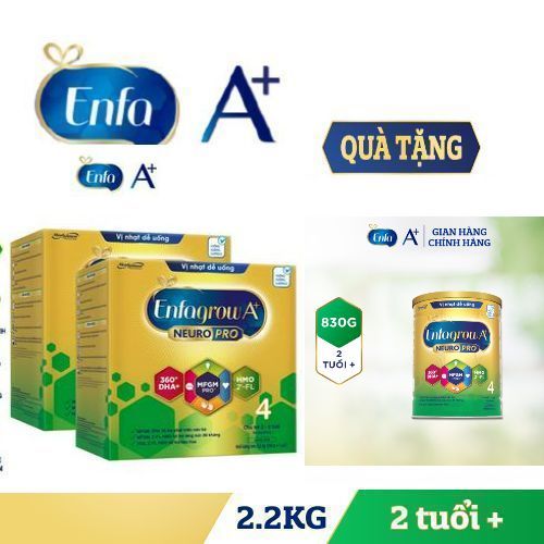 Bộ 2 Sữa Bột Enfagrow A+ Neuropro 4 - FL HMO Vị Nhạt Dễ Uống -2.2kg/hộp