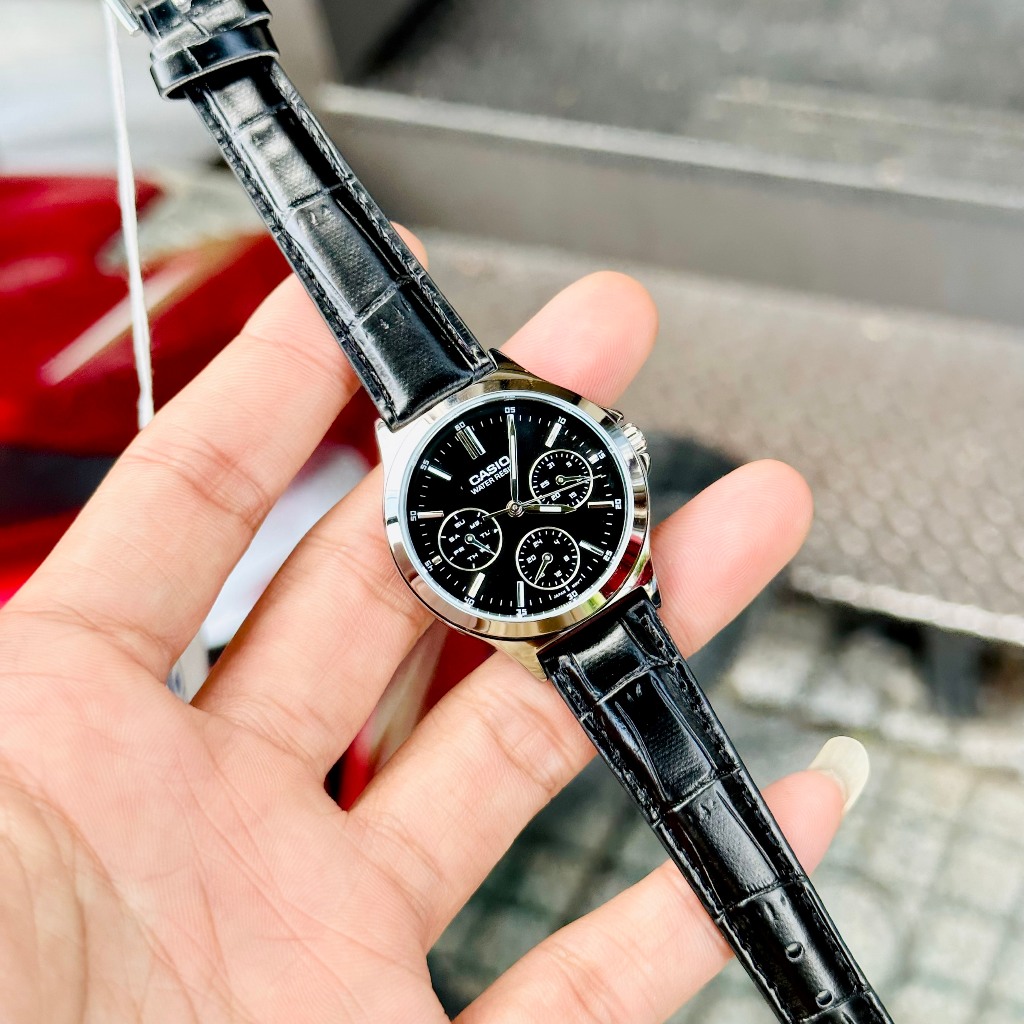 Đồng hồ đôi dây da Casio MTP LTP V300L 1A