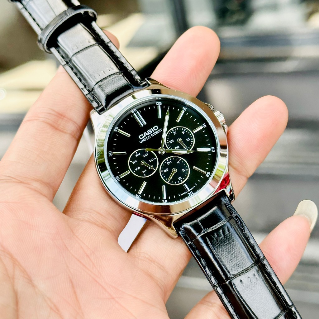 Đồng hồ đôi dây da Casio MTP LTP V300L 1A