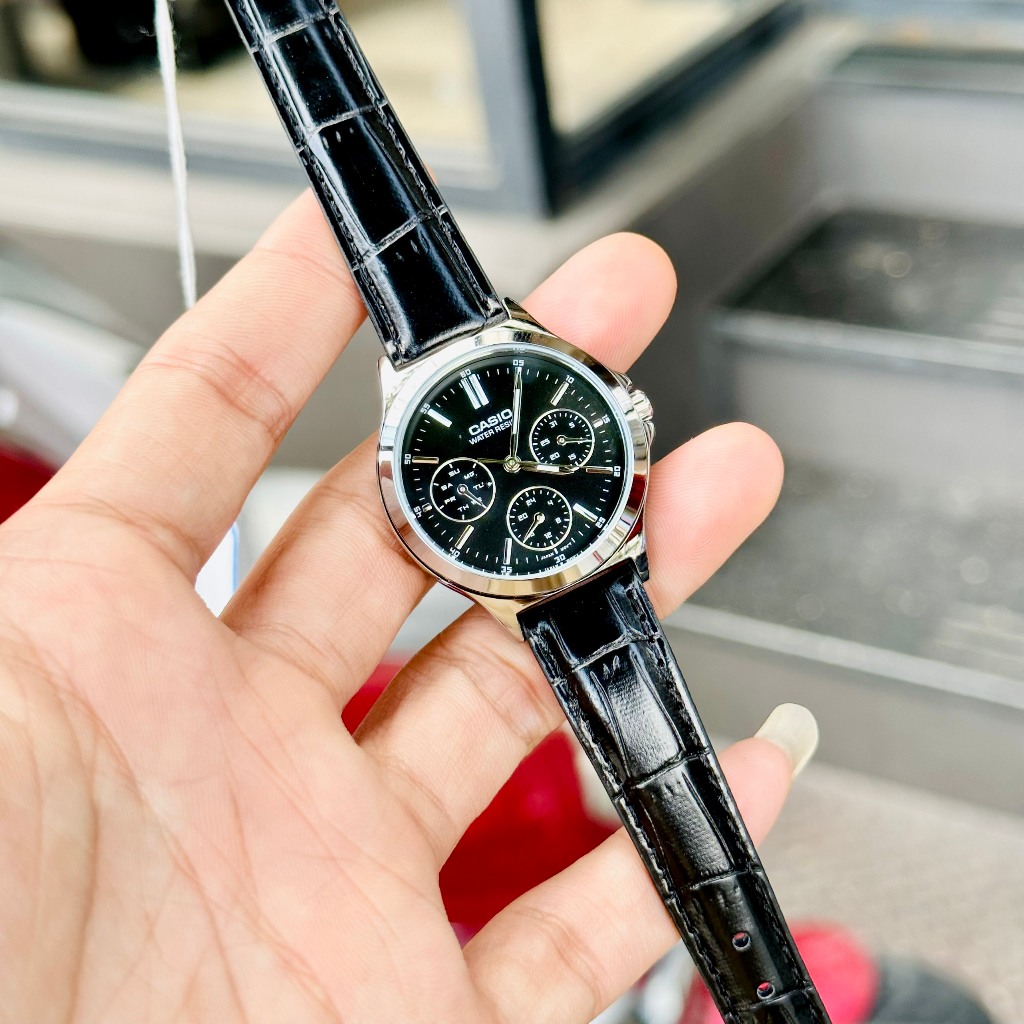 Đồng hồ đôi dây da Casio MTP LTP V300L 1A