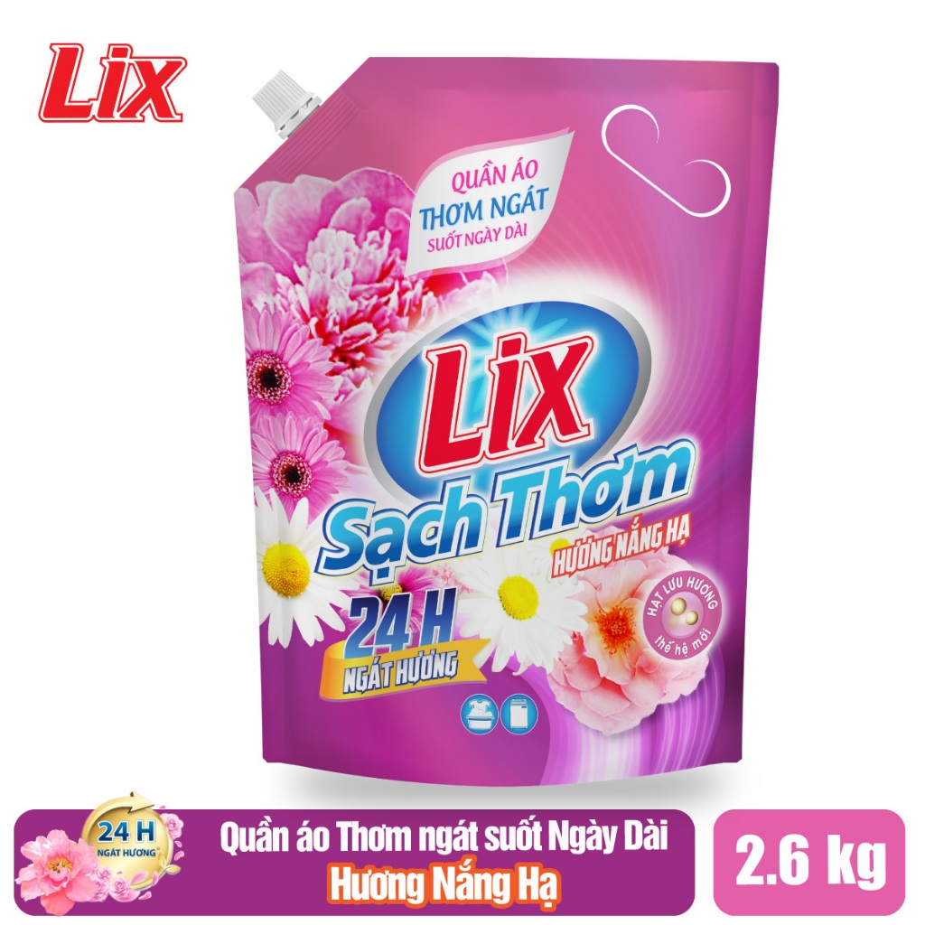 Túi nước giặt LIX Sạch Thơm hương nắng hạ 2.6kg N7302