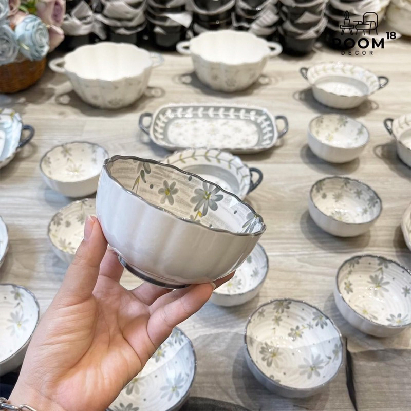 BÁT ĐĨA GỐM SỨ CAO CẤP CÚC HOẠ MI PHONG CÁCH VINTAGE - Mua lẻ theo nhu cầu