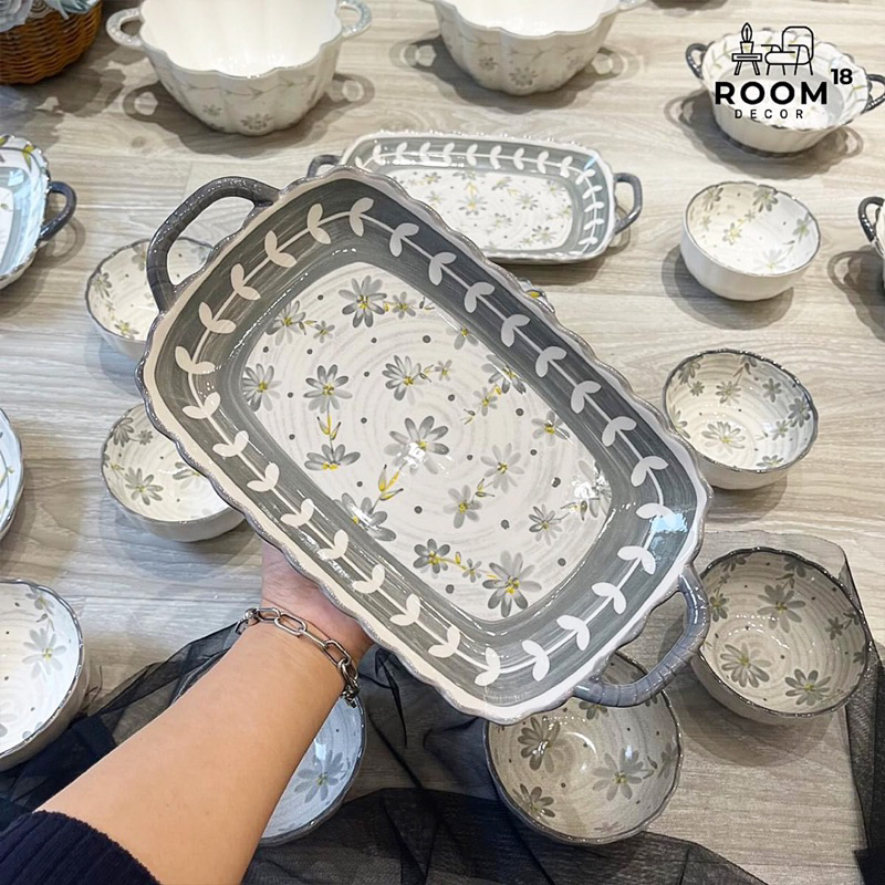 BÁT ĐĨA GỐM SỨ CAO CẤP CÚC HOẠ MI PHONG CÁCH VINTAGE - Mua lẻ theo nhu cầu