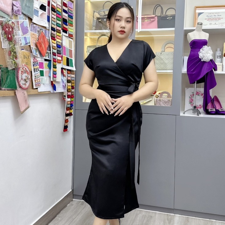 Đầm nữ bigsize đi tiệc, đi chơi sang chảnh, Đầm nữ bóp eo bigsize chất vải cao cấp cho nàng mập từ 50 tới 90kg