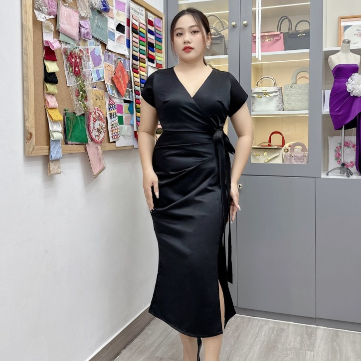 Đầm nữ bigsize đi tiệc, đi chơi sang chảnh, Đầm nữ bóp eo bigsize chất vải cao cấp cho nàng mập từ 50 tới 90kg