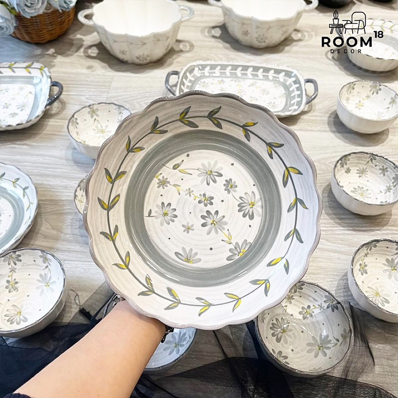 BÁT ĐĨA GỐM SỨ CAO CẤP CÚC HOẠ MI PHONG CÁCH VINTAGE - Mua lẻ theo nhu cầu