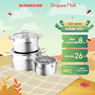 [LIFEMCMBP4 -12% đơn 250K] Bộ Nồi Inox 5 Đáy SUNHOUSE MAMA Đáy Từ SH784