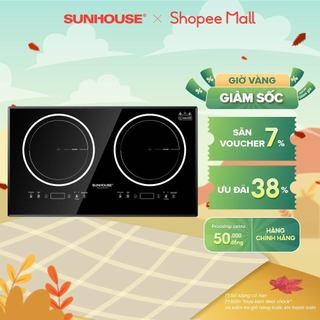 Bếp đôi điện từ SUNHOUSE SHB9003-EC | Công suất lớn 3600W | Bảo hành chính hãng 36 tháng |  Kính cường lực cao cấp