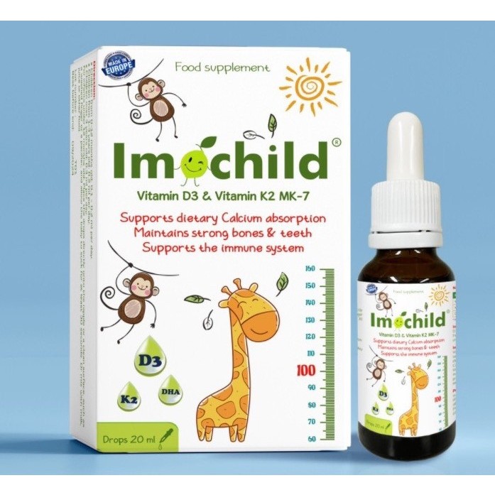 Vitamin D3K2 Imochild có DHA hỗ trợ bé phát triển chiều cao, trí não-dùng cho trẻ sơ sinh