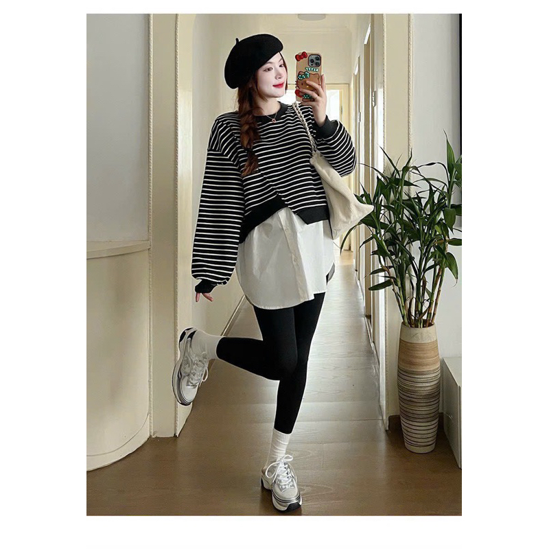 ÁO BẦU DÀI THUN TỔ ONG KẺ -2 màu