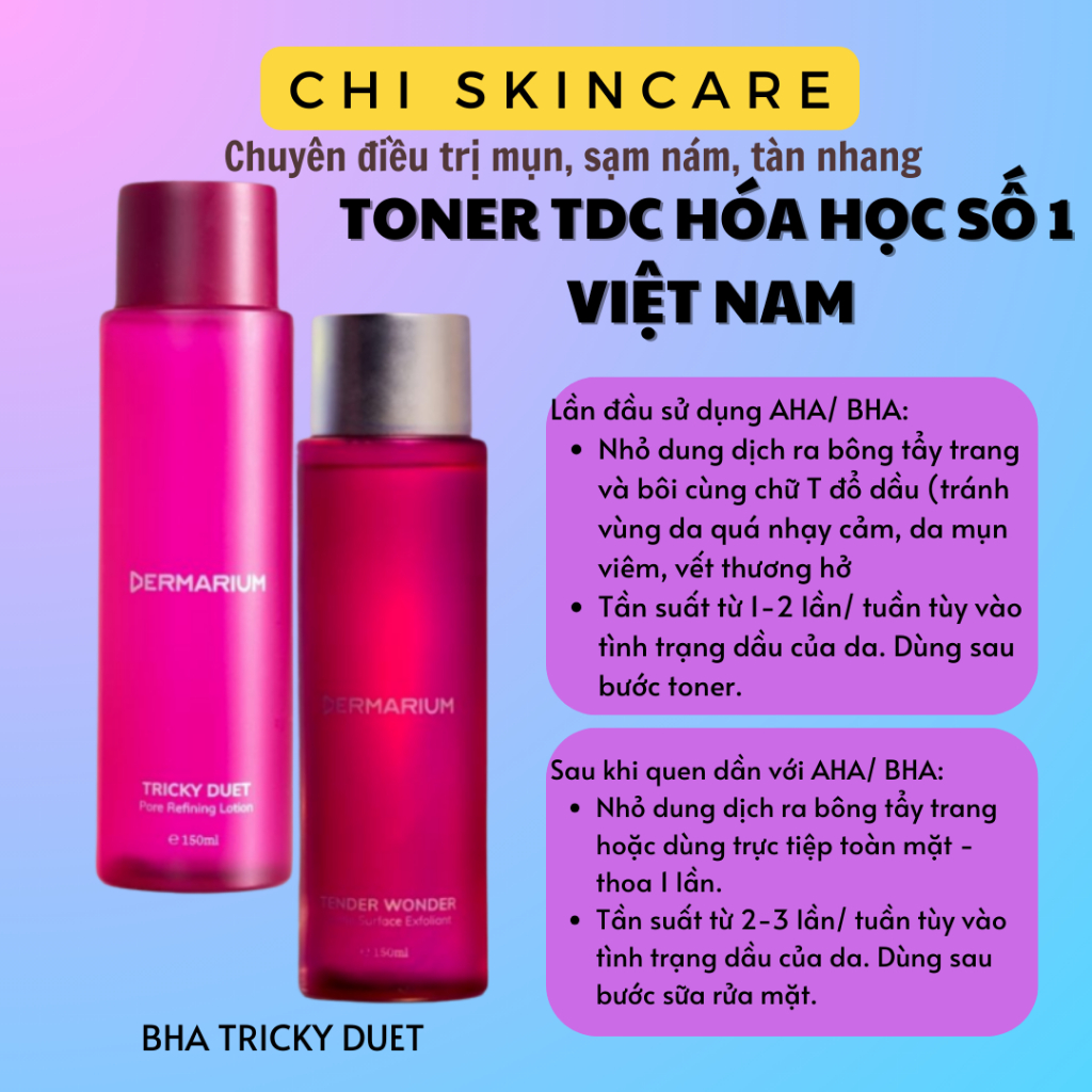 TRICKY DUET Dermarium - Dung dịch làm sạch lỗ chân lông 55ml/ 150ml - Rough Addiction Tender Wonder - Chi Beauty