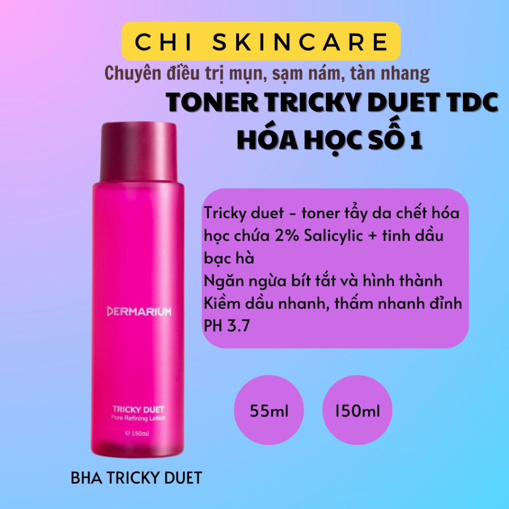 TRICKY DUET Dermarium - Dung dịch làm sạch lỗ chân lông 55ml/ 150ml - Rough Addiction Tender Wonder - Chi Beauty