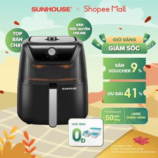 Nồi chiên không dầu 6L Sunhouse SHD4028 dung tích 6L | Cửa kính cùng đèn chiếu sáng khoang nướng dễ quan sát thực phẩm