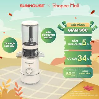 Máy ép chậm Sunhouse SHD5515 ép kiệt bã làm kem cực mịn giữ nguyên dưỡng chất |Lưỡi dao cắt mạnh mẽ|Trục ép tích hợp