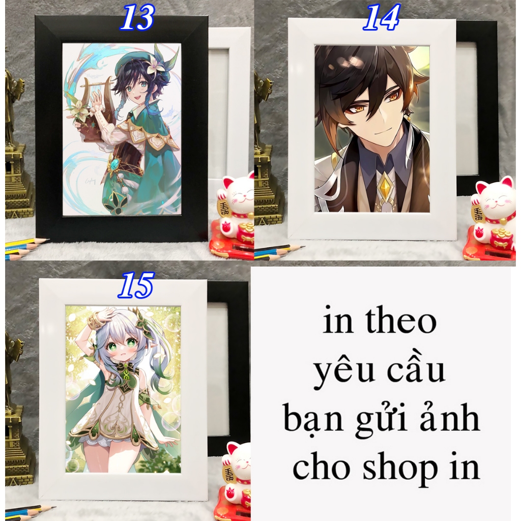 Khung ảnh để bàn tranh để bàn genshin impact venti xiao diluc eula Raiden kokomi albedo hutao eula ganyu zhongli yaemiko