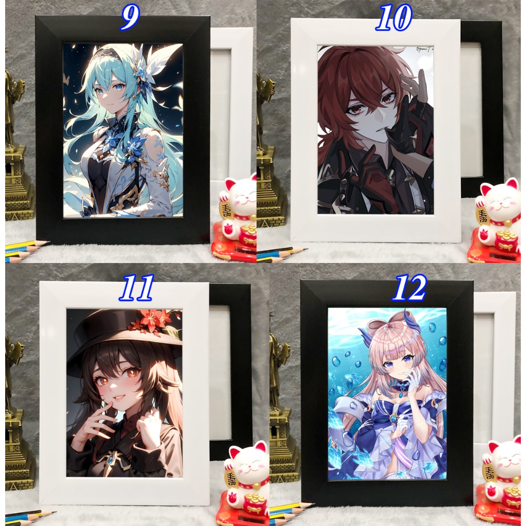 Khung ảnh để bàn tranh để bàn genshin impact venti xiao diluc eula Raiden kokomi albedo hutao eula ganyu zhongli yaemiko