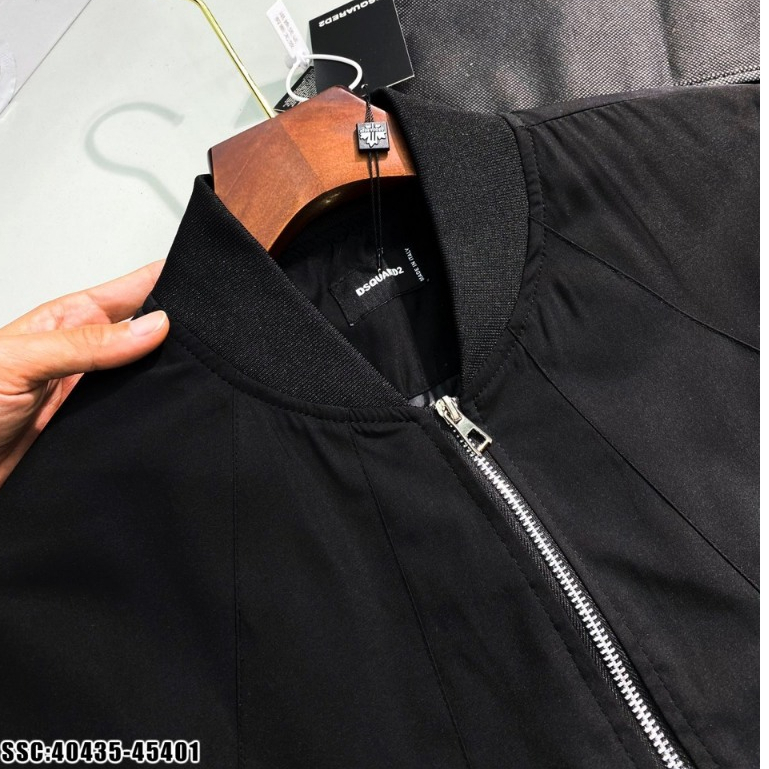 A15-Áo Khoác Gió Nam Thêu DSQ 290 Thời Trang Nam Màu Đen Chất Gió Lạnh Trơn Phối Mí Chi Tiết