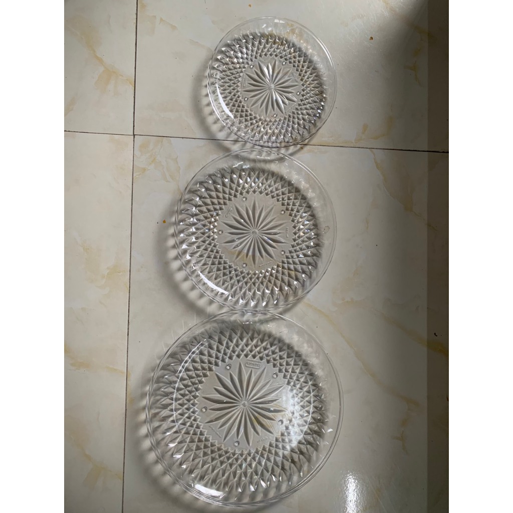 Đĩa kim cương 3 size Hokori Việt Nhật đĩa nhựa trong cao cấp nhà hàng quán ăn
