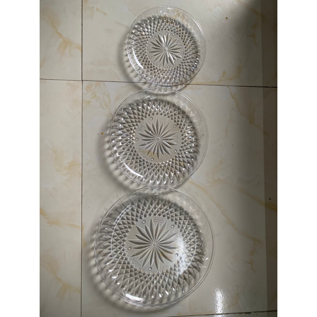 Đĩa kim cương 3 size Hokori Việt Nhật đĩa nhựa trong cao cấp nhà hàng quán ăn