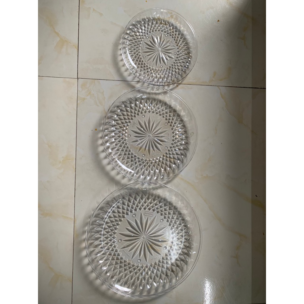 Đĩa kim cương 3 size Hokori Việt Nhật đĩa nhựa trong cao cấp nhà hàng quán ăn