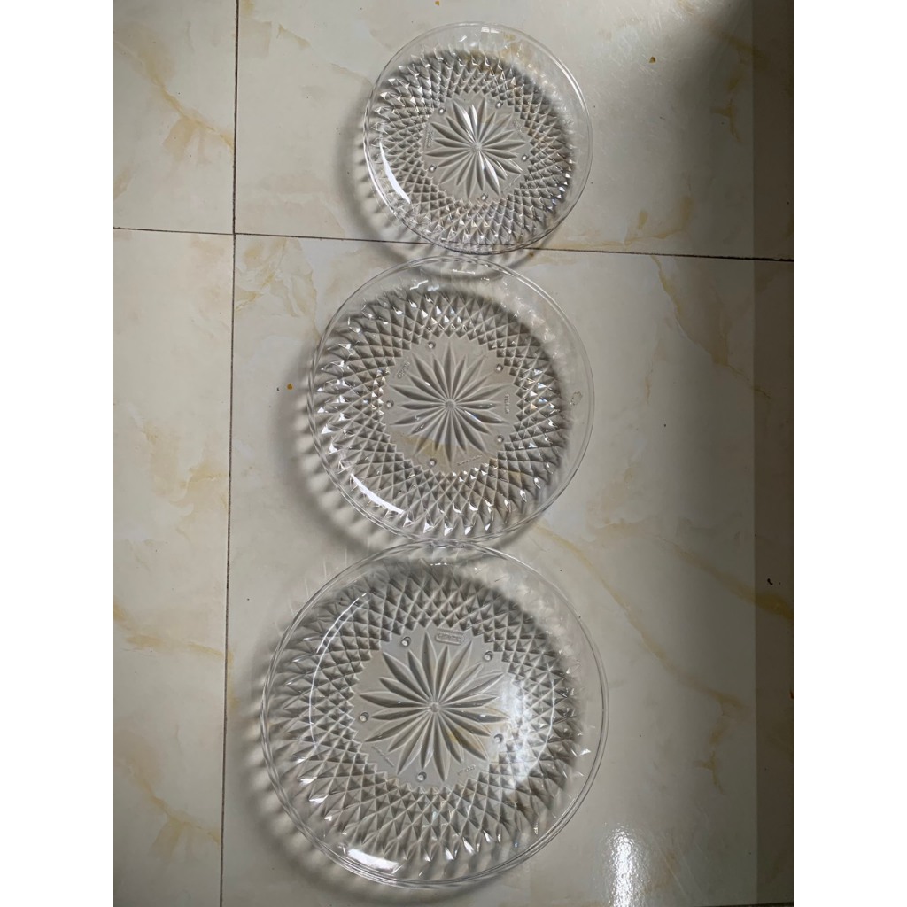 Đĩa kim cương 3 size Hokori Việt Nhật đĩa nhựa trong cao cấp nhà hàng quán ăn