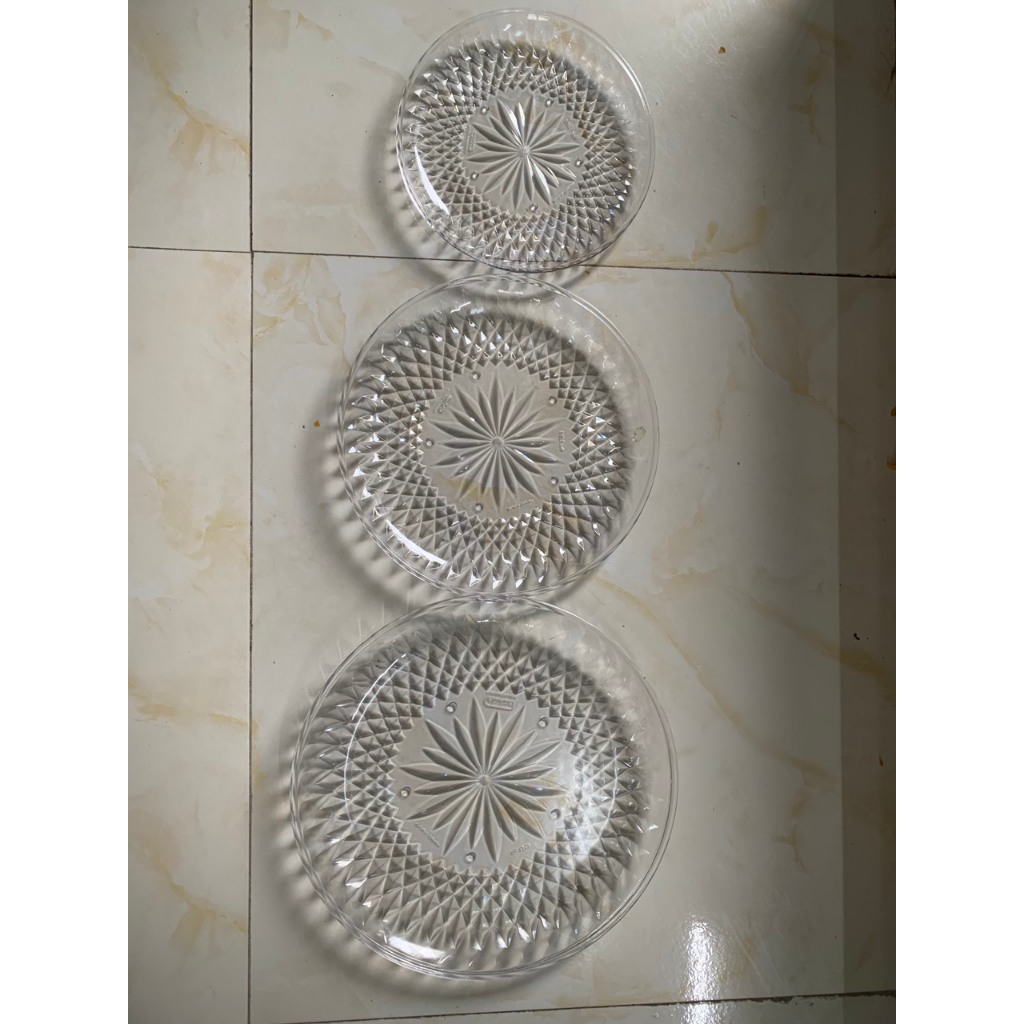 Đĩa kim cương 3 size Hokori Việt Nhật đĩa nhựa trong cao cấp nhà hàng quán ăn