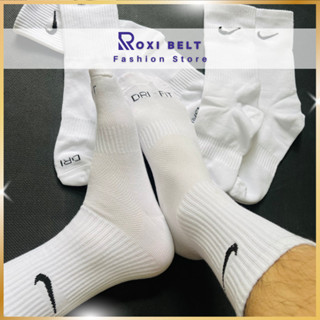 Tất Nkie Dri-fit Cao Cổ Lửng Thấp Thể Thao Đá Bóng - Vớ Unisex Thời Trang Hàng Cực Đẹp Dày Dặn Màu Trắng Roxibelt