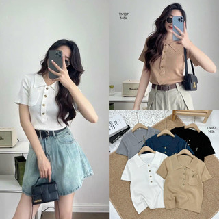 Tn187 áo mongtoghi cổ bẻ cúc đồng