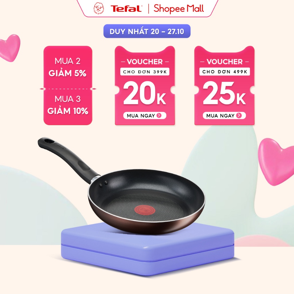 Chảo chống dính Tefal Day By Day dùng cho bếp từ size 24cm, 28cm - Bảo hành 2 năm