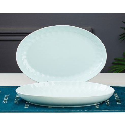 Đĩa sứ ăn cơm gia đình xanh ngọc sang trọng GRADO B03