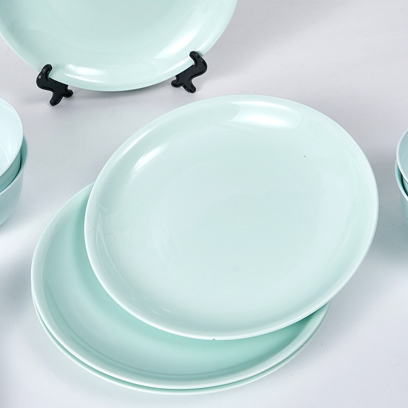Đĩa sứ ăn cơm gia đình xanh ngọc sang trọng GRADO B03