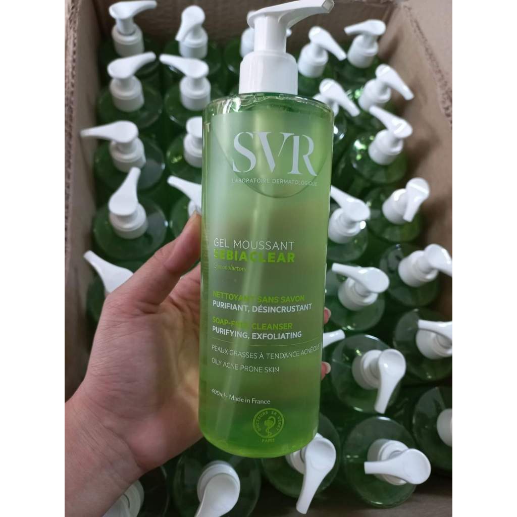 Sữa sửa mặt SVR cho da dầu mụn không xà phòng,  SVR Sebiaclear Gel Moussant 55ml-200ml-400ml loại bỏ tế bào da chết