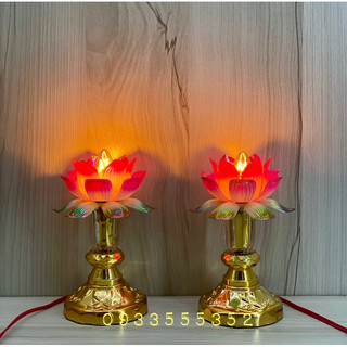 Cặp đèn thờ hoa sen nhựa sử dụng bóng đèn e12