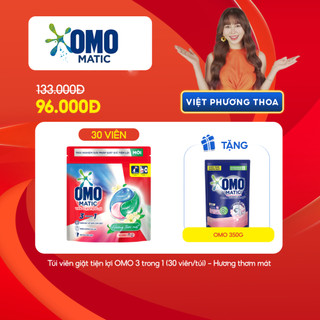 [LS VPT]Mua 1 Tặng 1 Túi viên giặt tiện lợi OMO 3 trong 1 (30 viên/túi) - Hương thơm mát - Tặng 1  túi OMO 350g