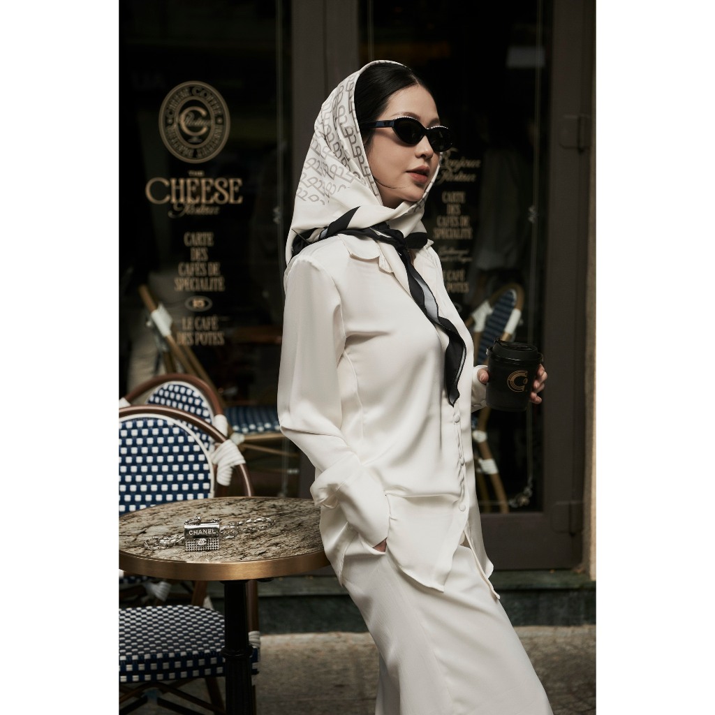 Áo Sơ Mi Nút Bọc Vải Silk Lụa Hàn Mượt Mịn Không Nhăn Thiết Kế Lapinblanc