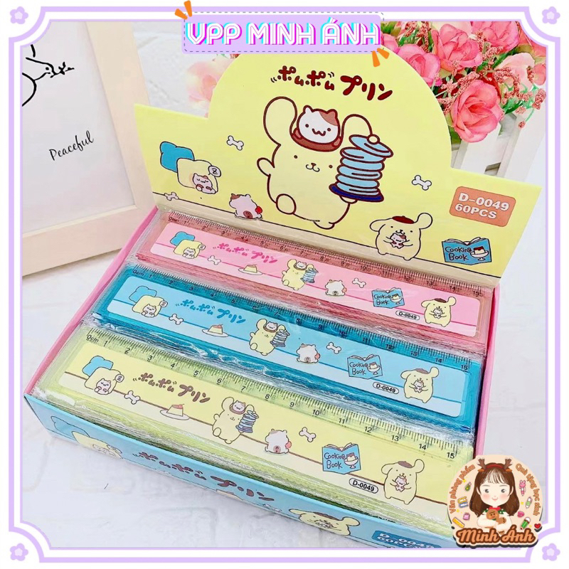 Thước kẻ hoạt hình Sanrio Kuromi Melody Cinnamoroll Pompompurin Doraemon dễ thương 15cm nhựa trong suốt quà tặng cho bé