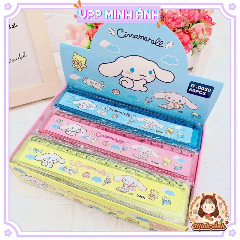 Thước kẻ hoạt hình Sanrio Kuromi Melody Cinnamoroll Pompompurin Doraemon dễ thương 15cm nhựa trong suốt quà tặng cho bé