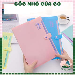 ( Có sẵn) Túi đựng tài liệu văn phòng khổ A4 happy 12 ngăn tiện dụng gocnhocuaco