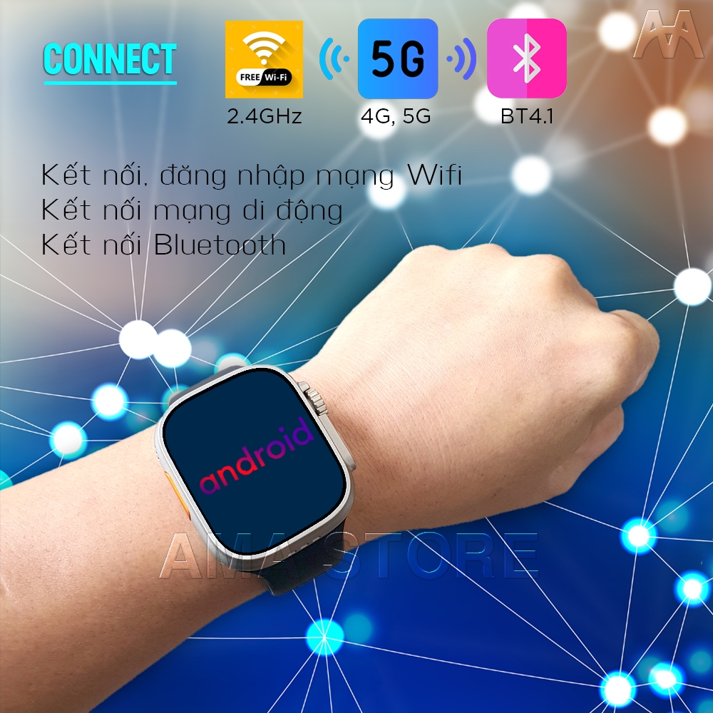 Đồng hồ Thông minh Lắp sim Tải được Zalo Facebook Messenger Youtube TikTok Kết nối Wifi 4G Bluetooth AMA TK Watch #46