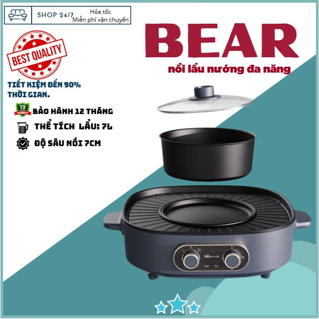 Nồi Lẩu Chiên Xào Đa Năng Đa Năng BEAR DKL-B17C1 Dung Tích 4L-Sỉ Gia Dụng Tran Hang Store