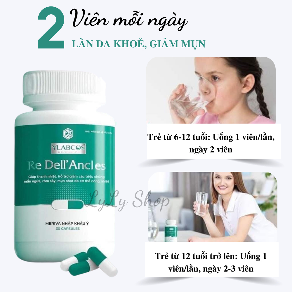 Viên Uống Giảm Mụn Re Dell' Ancles Dr.Lacir, Cải thiện giảm mụn hiệu quả, giảm nóng trong, ngăn ngừa mụn LyLyShop 30 viê