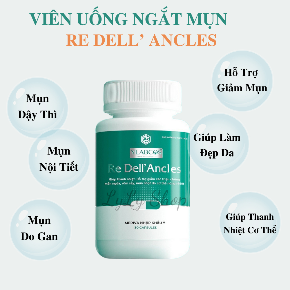 Viên Uống Giảm Mụn Re Dell' Ancles Dr.Lacir, Cải thiện giảm mụn hiệu quả, giảm nóng trong, ngăn ngừa mụn LyLyShop 30 viê