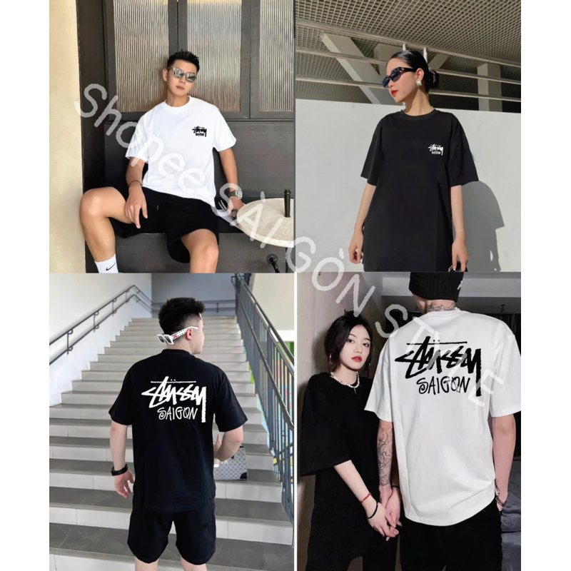 Áo Thun Stussy Paris Form Unisex Hàng Full Tag Tem Túi Zip - Áo Phông Stussy 100% cotton