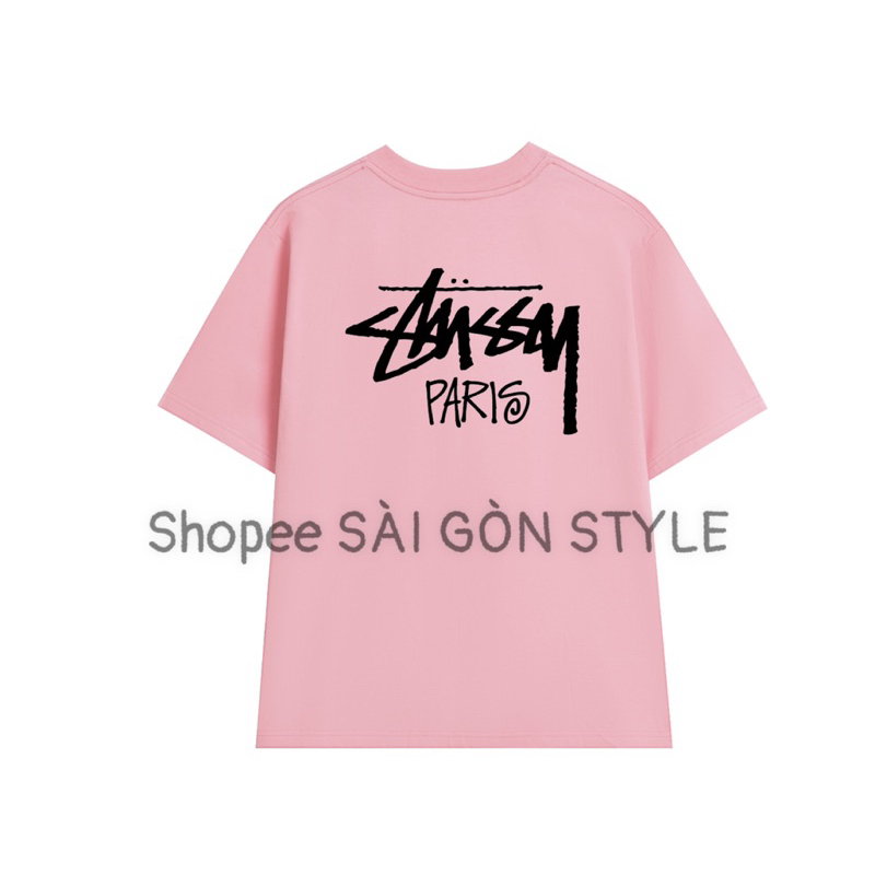 Áo Thun Stussy Paris Form Unisex Hàng Full Tag Tem Túi Zip - Áo Phông Stussy 100% cotton