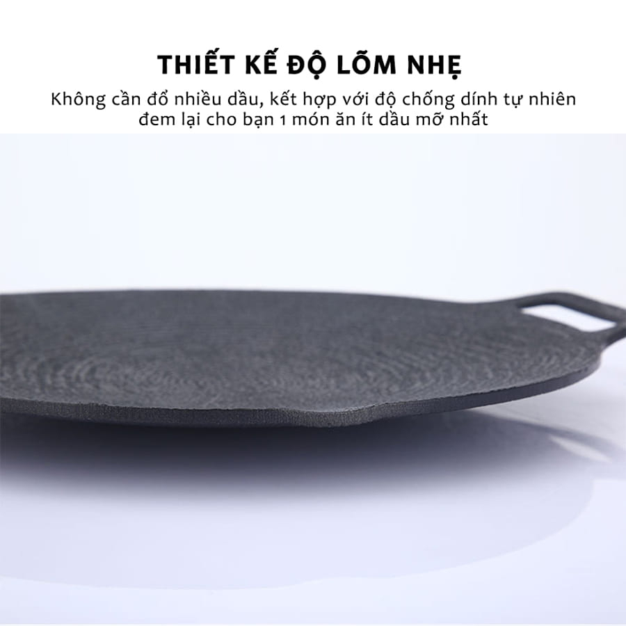 Chảo nướng đá không dầu Hàn Quốc Size 34cm ,chảo nướng thịt BBQ GWELL chống dính dùng được cho mọi loại bếp