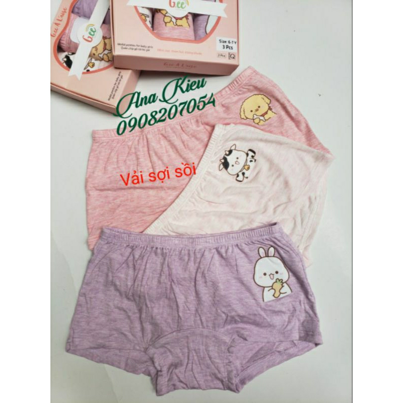 Set 3 chip đùi bé gái vải sợi tre và sợi sồi kháng khuẩn hiệu Gee