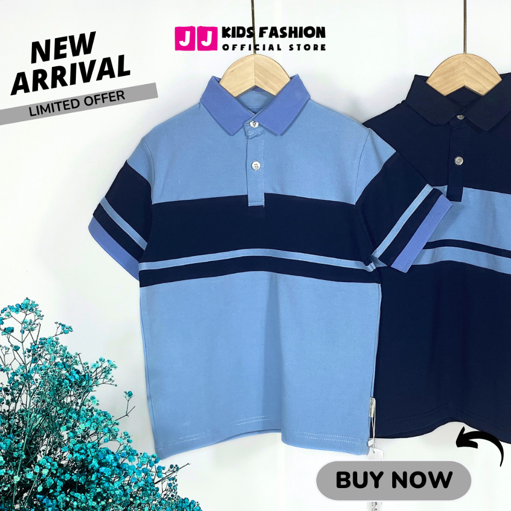 Áo thun Polo bé trai thun Cotton cá sấu, in phối màu sang trọng full size BST Xuân Thu 2024 | JJ Kids Fashion