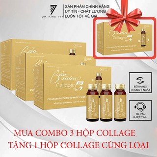 Combo 3 Hộp Nước Uống Bảo Xuân Skin Collagen Yến Sào- Hỗ trợ hạn chế lão hóa, làm sáng đẹp da - Hộp 10 Lọ x 50ml