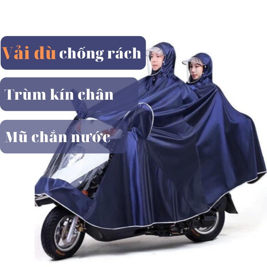 Áo mưa 2 đầu có phản quang tiện lợi - Áo mưa cánh dơi có kính che mưa 1 người và 2 người đi xe máy